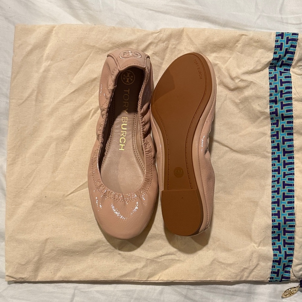 Tory Burch Sand Eddie Ballet Flat 5M